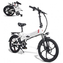 TypeBuilt Bike Bicicleta Eléctrica Plegable, E-Bike 20 Pulgadas Con Batería De Litio 48V 10.4 Ah, Montaña Suspensión Completa MTB Ebike 7 Velocidad Variable, White