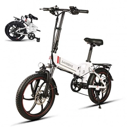  Electric Bike Bicycle Fork 20 Inch Folding Electric Bikes Bicycles, E-Bike, Electric Mountain Bike, 350W Motor 150Kg Max With Removable 48V Lithium-Ion Battery, Power Assist Electric Bicycle, E-Bike Scooter, White