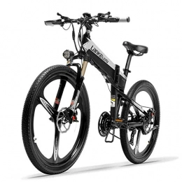XHCP Electric Bike bicycle Mountain bike XT600 26'' Folding Ebike 400W 48V 14.5Ah Removable Battery 21 Speed Mountain Bike 5 Level Pedal Assist Lockable Suspension Fork