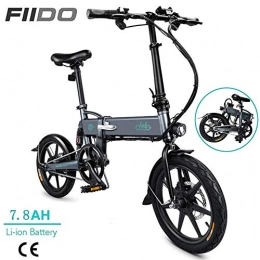 BRISEZZ Electric Bike Bicycles foldable electric bicycles for adults 7.8AH 250W 16 inch 36V lightweight with LED headlights and 3 modes Suitable for men teenagers fitness city commuting HRTT (Color : Grey)