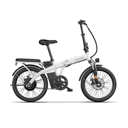  Electric Bike Bicycles for Adults Adult 20 Inch Lithium Battery Foldable Electric Bicycle Disc Brake Variable Speed Battery Bicycle (Color : White)