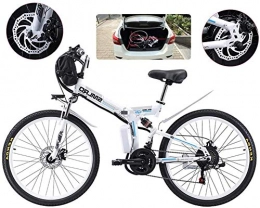 min min Electric Bike Bike, E-Bike Folding Electric Mountain Bike, 500W Snow Bikes, 21 Speed 3 Mode LCD Display for Adult Full Suspension 26" Wheels Electric Bicycle for City Commuting Outdoor Cycling ( Color : White )