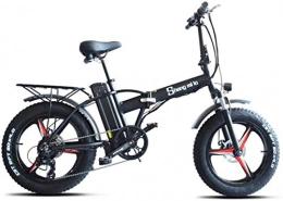 min min Electric Bike Bike, Fast Electric Bikes for Adults 20 Inch Folding Electric Bike, Electric All Terrain Mountain Bicycle with LCD Display, 500W 48V 15AH Lithium Battery, Dual Disk Brakes for Unisex ( Color : Black )