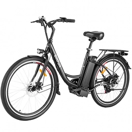BIKFUN Electric Bike BIKFUN 26 inch Electric Bike for Adult, 15Ah 540Wh Battery Power Assisted Commute Bicycle City Cuiser, E-Bike with Low-Step Frame Shimano 7 Speed (Black)