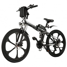 BIKFUN Electric Bike BIKFUN Electric Bike Mountain Bike, 20 / 26 inch Folding e-bike with 36V 8Ah Lithium Battery, 250W Brushless Gear Motor, 21-speed Shifter, Double Suspension(26" Black)