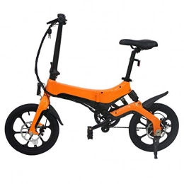 BLKO Electric Bike BLKO Electric Folding Bike for adult, 16 inch Auminum Electric Folding Bikes Tire With LED Front Light, Max 120kg payload, Electric Foldable Bicycle Adjustable Height Portable for Cycling (Orange)