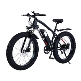 Bluniza Bike Bluniza 26” Electric Mountain Snow Bike - Fat Tire Bicycle 500W Powerful Motor Electric Bicycle with 48V 12AH Lithium Battery, Beach Mountain E-bike, 7 Speed Transmission Gears for Adults - Black