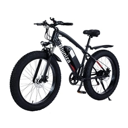 Bluniza Bike Bluniza 26” Electric Mountain Snow Bike - Fat Tire Bicycle Powerful Motor Electric Bicycle with 48V 12AH Lithium Battery, Beach Mountain E-bike, 7 Speed Transmission Gears for Adults - Black