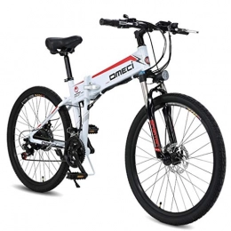 BNMZXNN Electric Bike BNMZXNN 26 inch electric folding bicycle city male / female bicycle road bike double suspension 48V10ah 300W motor, aluminum alloy frame, double brake, White-Retro wheel