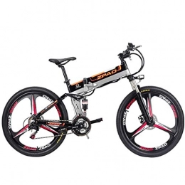 BNMZXNN Electric Bike BNMZXNN 26-inch folding electric bike, mountain bike, 48V15ah, 350W, double suspension and 21-speed Shimano (removable lithium battery), Black three knife wheel-26 inches