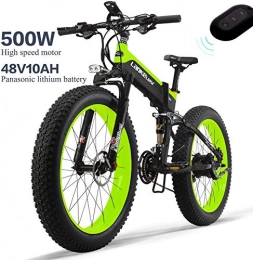 Brogtorl Bike Brogtorl LANKELEISI XT750PLUS 48V 10AH 500W Engine All-round Electric Bicycle 26" 4.0 Wholesale Tire Electric Bicycle 27 Speed Snow Mountain Folding Electric Bicycle Adult Female Male (green)