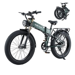 BURCHDA Electric Bike BURCHDA Electric Bikes, R5pro Folding Electric Mountain Bike, 26"*4" Fat Tire Electric Mountain Bike 48V 16Ah Removable Battery, LCD Display, Shimano 8 Speed（Green）