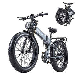 BURCHDA  BURCHDA Electric Bikes, R5pro Folding Electric Mountain Bike, 26"*4" Fat Tire Electric Mountain Bike 48V 16Ah Removable Battery, LCD Display, Shimano 8 Speed（Grey）