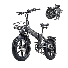 BURCHDA  BURCHDA Electric Bikes, R7PRO Folding Electric Mountain Bike, 20"*4" Fat Tire City Commuter E-bike, 48V 16Ah Removable Battery, LCD Display, 8 Speed（Grey）