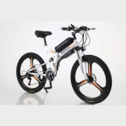 BWJL Electric Bike BWJL 26-inch 21-speed long-endurance electric folding bicycle, lithium-bike bicycles to assist mountain bikes, 36V 350W 13Ah Removable Lithium-Ion Battery Mountain Ebike for Men's, white, 13AH