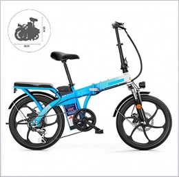 BXZ Bike BXZ Folding Bike 48V 10Ah Electric Bicycle and 7 Speed Spoke Wheel Front Fork Double Shock Absorption (High Carbon Steel Frame, 250W), Blue