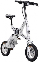 BXZ Electric Bike BXZ Folding Electric Bike, Aluminum Alloy Frame Light Folding City Bicycle Lithium Battery Moped Two-Wheel Mini Pedal Electric Car Outdoors Adventure, White
