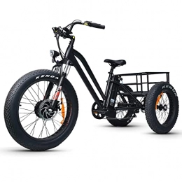 bzguld Electric Bike bzguld Electric bike 1000W Electric Three wheeled Bicycle, 48V 20AH Lithium Battery 20-24 inch Fat Tire Adult Electric Bicycles 30 Mph, 7-Speed Ebike (Color : 48v1000w)