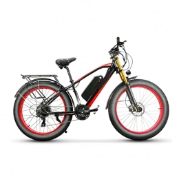 bzguld Electric Bike bzguld Electric bike Electric Bikes For Adults 30 Mph Fat Tire 26 Inch 750W Electric Mountain Bicycle 48V 17ah Battery, 21 Speed Transmission Systems Full Suspension E Bike (Color : Black red)