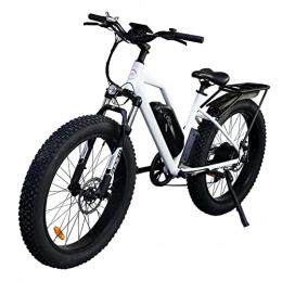 bzguld Electric Bike bzguld Electric bike Electric Mountain Bike 750W 26'' Fat Tire Commuter Ebike with Rear Shelf 28 MPH Adults Electric Bicycle With Removable 48V 13Ah Lithium Battery 7 Speed Gears (Color : White)