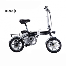 Caogena Electric Bike Caogena Electric Bicycle - 14 Inch Tire Alloy Frame Pedal Auxiliary Foldable Bicycle - For electric commuter for daily commuting and leisure, cruising range 40KM, Black