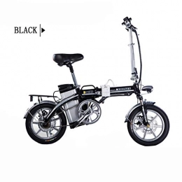 Caogene Bike Caogene Electric Bicycle - 14 Inch Tire Alloy Frame Pedal Auxiliary Foldable Bicycle - For electric commuter for daily commuting and leisure, cruising range 40KM, Black