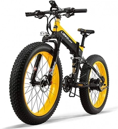 CASTOR Electric Bike CASTOR Electric Bike 48V 500w Electric Mountain Bicycle 26 Inch Fat Tire EBike（Top Speed 40 Km / h） Cruiser Men Sports Bike Full Suspension Lithium Battery，yellow