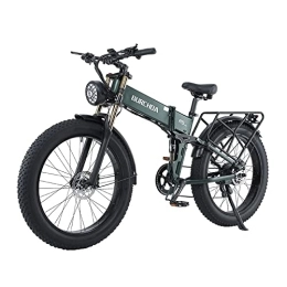 Ceaya Electric Bike CEAYA Electric Bike, Electric Bike for Adult, Full Suspension, Shimano 8 Speed Folding E-bike, 26 * 4.0 Fat Tire Electric Bike (Green)