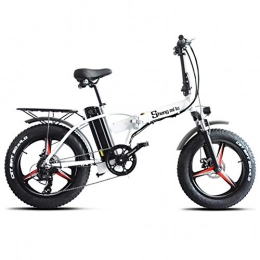 CHANGXIE Electric bike 20 inch ebike electric bicycle snowmobile 48V500W electric folding bike 4.0 fat tire a bike,White