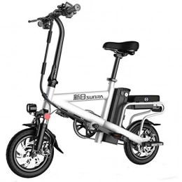 CHEER.COM Electric Bike CHEER.COM Electric Bicycles 12 Inch Wheels Lightweight And Aluminum Alloy Material Folding E-Bike With Pedals 48V Lithium Ion Battery 350W Electric Moped Bikes, White-50to100KM