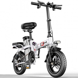 CHEER.COM Electric Bike CHEER.COM Electric Bicycles 14 Inches Portable Folding High Speed Brushless Motor Three Riding Modes With Removable 48V Lithium-Ion Battery Front LED Light For Adult, White-35to70KM