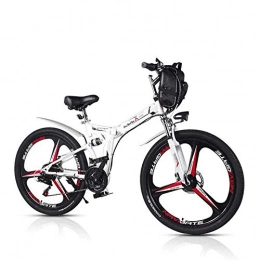 CHEER.COM Electric Bike CHEER.COM Electric Bicycles Foldable Mountain Bikes 48V 350W Adults 7 Speeds Double Shock Absorber With 26 Inch Tire Disc Brake And Full Suspension Fork, White