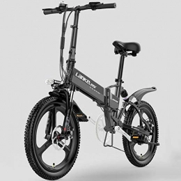CHEER.COM Bike CHEER.COM Folding Aluminum Electric Bike Removable 48V 10.4ah Removable Battery Fat Tire Snow Mountain Bike 400W Adult Assisted E-Bike Double Disc Hydraulic Brake, Grey