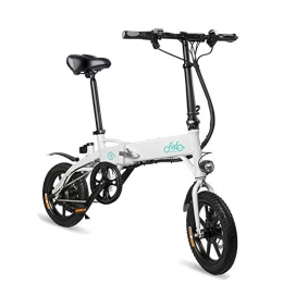 CHEER.COM Electric Bike CHEER.COM Folding Electric Bicycle 250W 36V 10.4Ah Lithium Battery 14 Inch Wheels LED Battery Light Silent Motor Portable Lightweight Electric Bike For Adult Black White, White