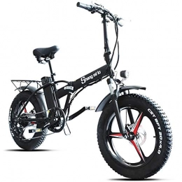 CHEER.COM Electric Bike CHEER.COM Folding Electric Bicycle 500W Motor 20 Inch Fat Wheels 7-Speeds Portable Bicycles Beach Mountain Lightweight E-bike With 48V 15Ah Battery For Adults, Black