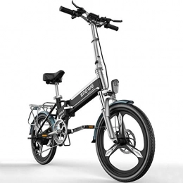 CHEER.COM Electric Bike CHEER.COM Folding Electric Bike 20 Inch Collapsible Electric Commuter Lightweight Bicycle Ebike With 48V Removable Lithium Battery USB Charging Port For Adult, Black-40to80KM