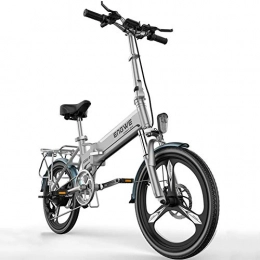CHEER.COM Electric Bike CHEER.COM Folding Electric Bike 20 Inch Collapsible Electric Commuter Lightweight Bicycle Ebike With 48V Removable Lithium Battery USB Charging Port For Adult, White-40to80KM