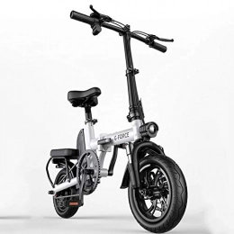 CHEER.COM Bike CHEER.COM Folding Electric Bike Aluminum Alloy Portable Lightweight Ebike 48V Removable Li-ion Battery Three Work Modes 12 Inch Wheel Support Mobile Phone Charging For Adult, White-75to150KM