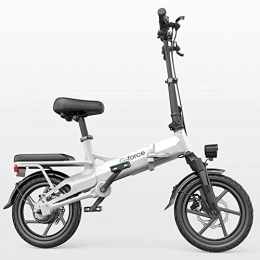 CHEER.COM Bike CHEER.COM Folding Electric Bike Chainless Drive Technology Portable Lightweight Ebike 48V Removable Li-ion Battery 400W Three Work Modes 14 Inch With Front LED Light For Adult, White-25to50KM