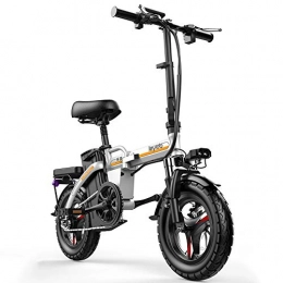 CHEER.COM Bike CHEER.COM Folding Portable Electric Bicycle Adult Hybrid Bike 48V Removable Lithium Ion Battery 400W Motor 14 Inch Road Bike Motorcycle Scooter With Disc Brakes, White-120to260KM