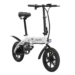CHEER.COM Electric Bike CHEER.COM Lightweight And Aluminum Folding Electric Bikes With Pedals Power Assist And 36V Lithium Ion Battery With 14 Inch Wheels And 250W Hub Motor Fixed Speed Cruise, White-100to160KM