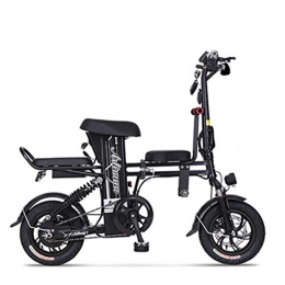 CJCJ-LOVE Electric Bike CJCJ-LOVE 12 Inches Folding Electric Bike, 48V Endurance 50Km Men / Women Mini Portable Lithium Battery E-Bike, Adult Baby Seat, Black