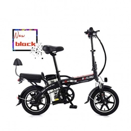 CJCJ-LOVE Electric Bike CJCJ-LOVE 14 Inch Folding Electric Bike, 48V / 12A / 350W Endurance 40-50 Km Lithium Battery E-Bike Tandem Bicycles Two Seats, Black