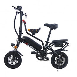CJCJ-LOVE Electric Bike CJCJ-LOVE Electric Bicycle Folding Bike, Parent-Child Cycling Tandem Bicycles Capable of Carrying People, 12Inch 6Ah 350W Ultra Light Lithium Battery E-Bike, Black