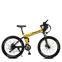 CJCJ-LOVE Bike CJCJ-LOVE Electric Bikes Folding Mountain Bike, 26Inch 36V / 8Ah Adult E-Bike with Removable Lithium-Ion Battery, 3 Cycling Riding Modes 2 Battery Modes, Yellow, Bag battery