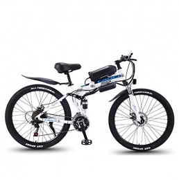 CJH Electric Bike CJH Offroad, Outdoors Sport, Variable Speed, Adult Folding Electric Mountain Bike, 350W Snow Bikes, Removable 36V 10Ah Lithium-Ion Battery for, Premium Full Suspension 26 inch Electric Bicycle, White, 21
