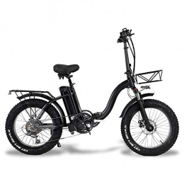 CMACEWHEEL Bike CMACEWHEEL Y20 Folding Electric Snow Bike, 750W Motor, 48V 15Ah Battery, 20 Inch Mountain Bike Fat Bike, Pedal Assist E-bike with Basket (15Ah)