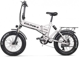 CNRRT Bike CNRRT 20 inches 500W foldable electric bicycle snow mountain bike, with lithium battery and a 48V 12.8AH disc brake mountain bike (Silver) (Color : -, Size : -)