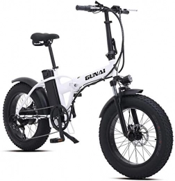 CNRRT Electric Bike CNRRT 500W foldable electric bicycle mountain bike, with 48V 15AH lithium 20-inch wheels, and disc brake mountain bike (Color : White)