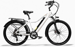 CNRRT Electric Bike CNRRT Pard3.0 26 inches electric bicycles, 300W city bike suspension fork oil spring, pedal-assist bicycles, long endurance (Color : White, Size : 15Ah)